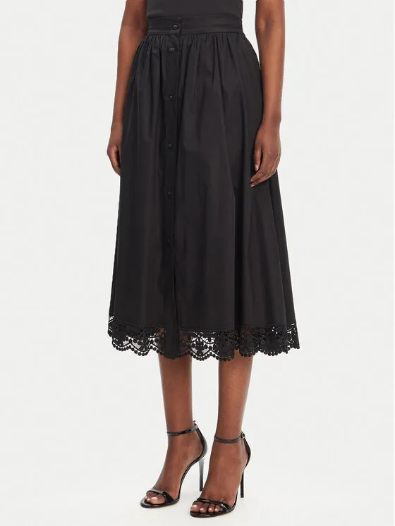 Trapezförmiger Rock · Schwarz · Midi