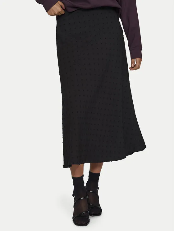 Trapezförmiger Rock · Schwarz · Midi