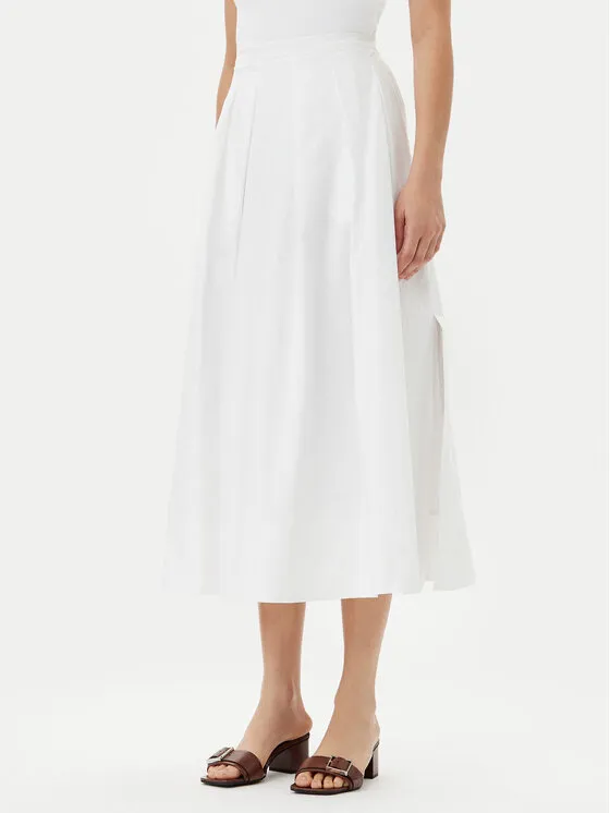 Trapezförmiger Rock · Weiß · Midi