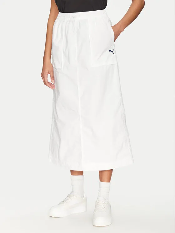 Trapezförmiger Rock · Weiß · Midi