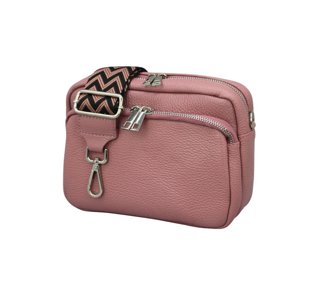 Adel Bags Schultertasche BELLA Umhängetasche für Damen, Schultertasche mit 2 Wechselriemen, echtes Leder, hergestellt in Italien
