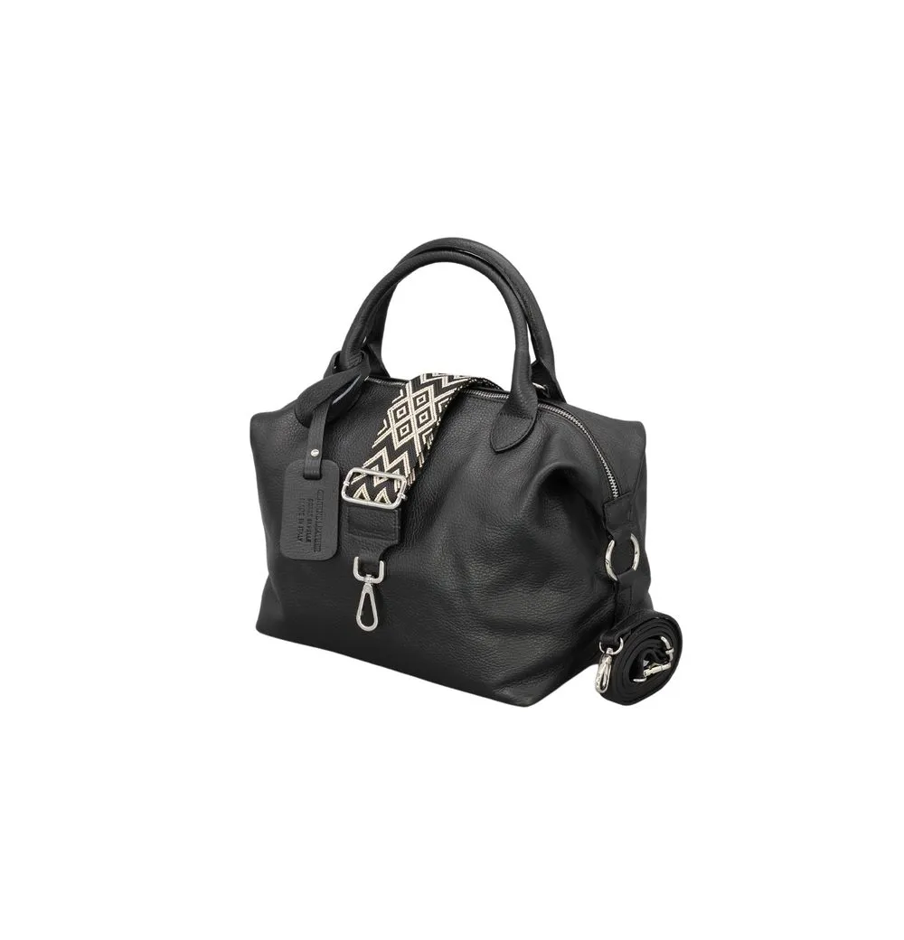 Adel Bags Schultertasche BIANCA Umhängetasche für Damen, Schultertasche Handtasche Echtleder, hergestellt in Italien, mit 2 Riemen
