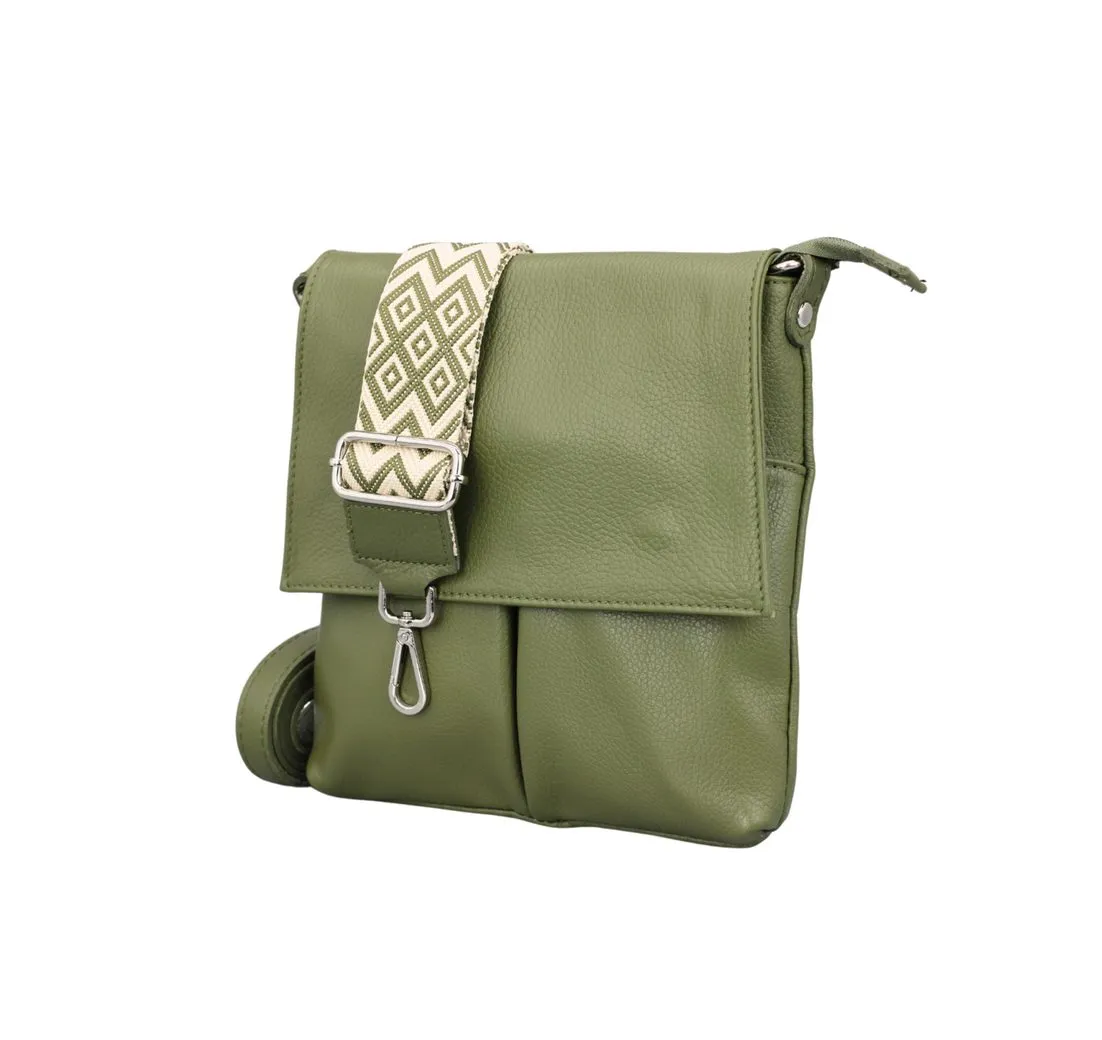 Adel Bags Schultertasche ELLA Umhängetasche für Damen mit 2 Riemen, echtes Leder, hergestellt in Italien