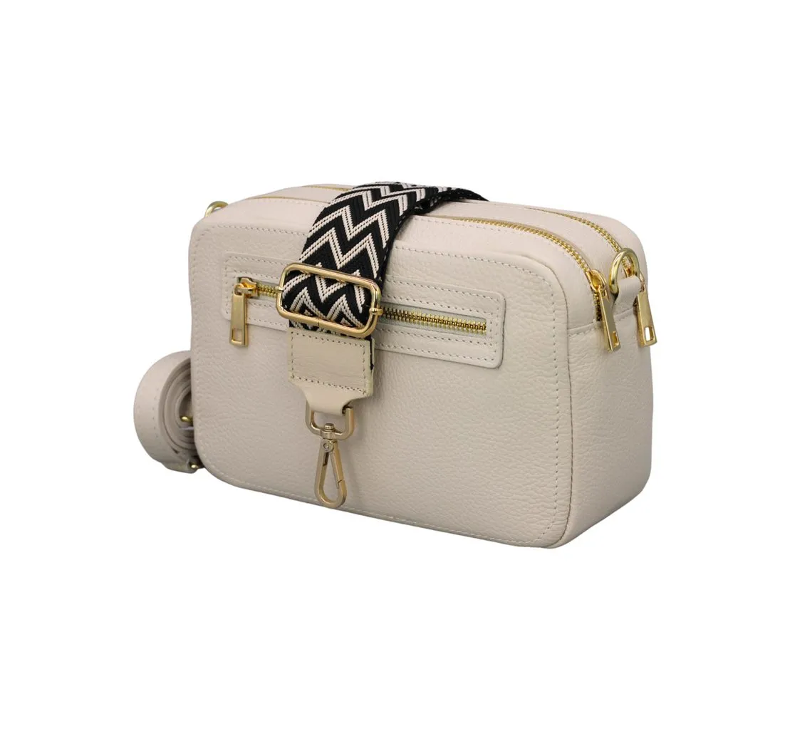 Adel Bags Schultertasche GALA aus echtem Leder, Umhängetasche für Damen mit 2 Riemen, echtes Leder, hergestellt in Italien