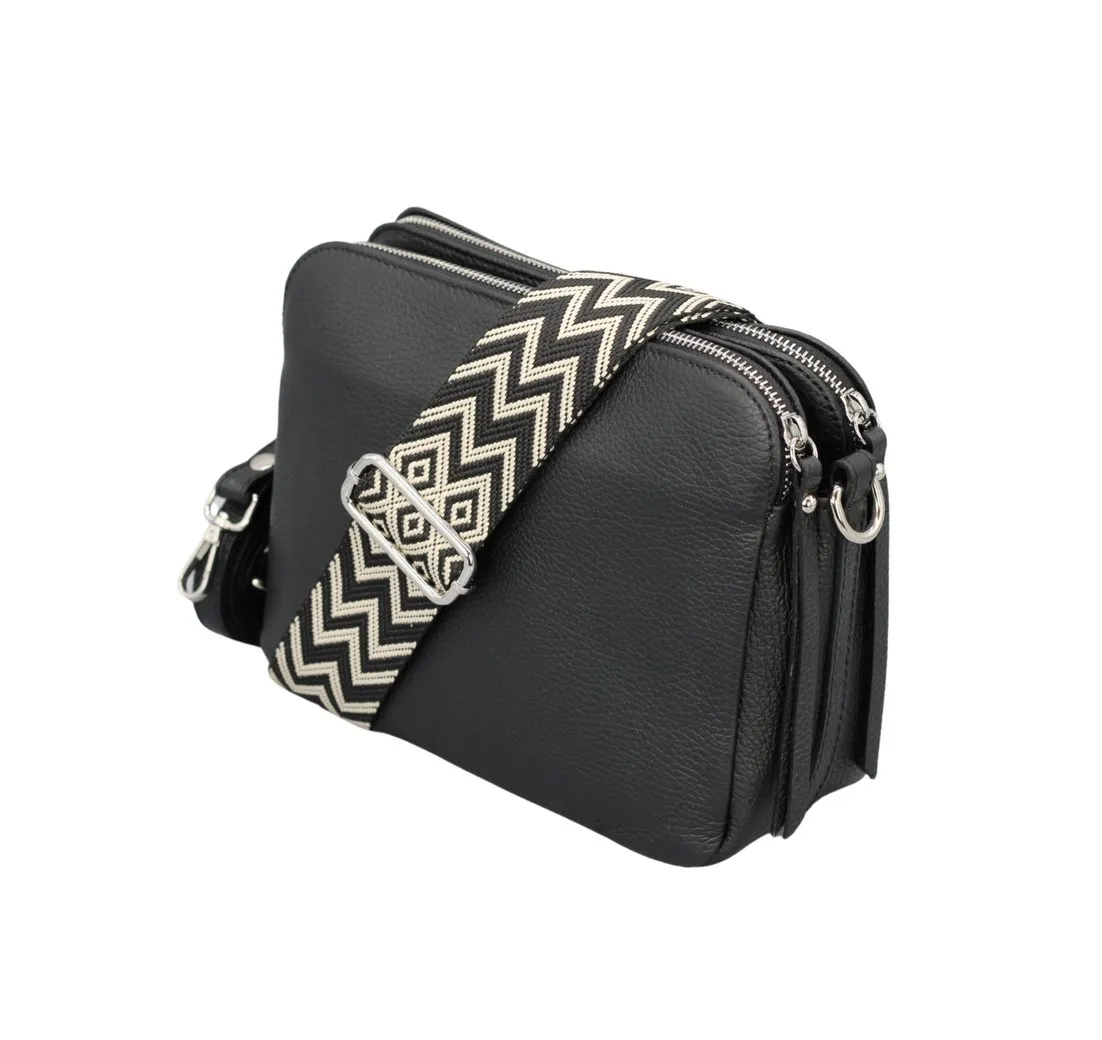 Adel Bags Schultertasche MARA Umhängetasche für Damen, Schultertasche aus Echtleder, hergestellt in Italien, mit 2 Riemen