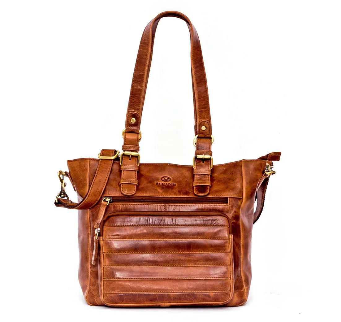 ALMADIH Schultertasche Leder Damen KYLA Ledertasche Handtasche Henkeltasche