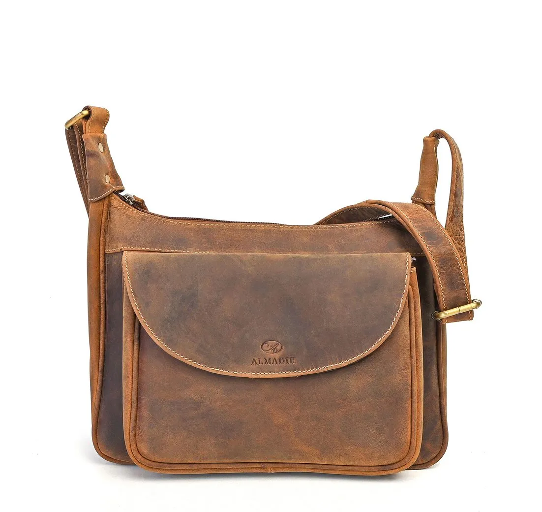 ALMADIH Schultertasche Leder Damentasche MIRA Umhängetasche Handtasche Henkeltasche