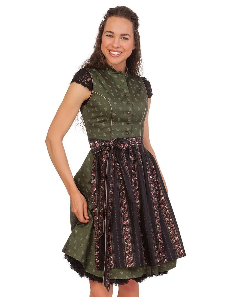 ALPENFEE TRACHT Dirndl Midi Dirndl 2tlg. - BONNIE - dunkelgrün