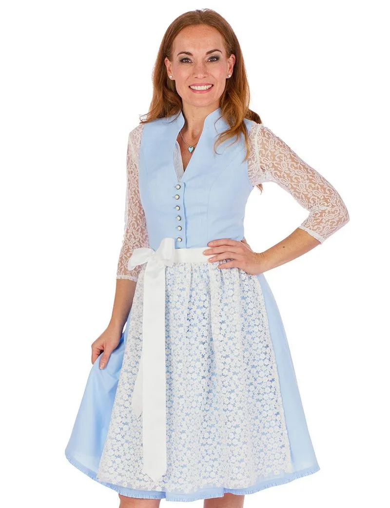 ALPENFEE TRACHT Dirndl Midi Dirndl 2tlg. - XARA - hellblau