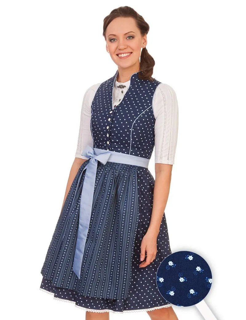 ALPENFEE TRACHT Dirndl Retro Dirndl 2tlg. - WALDI - dunkelblau