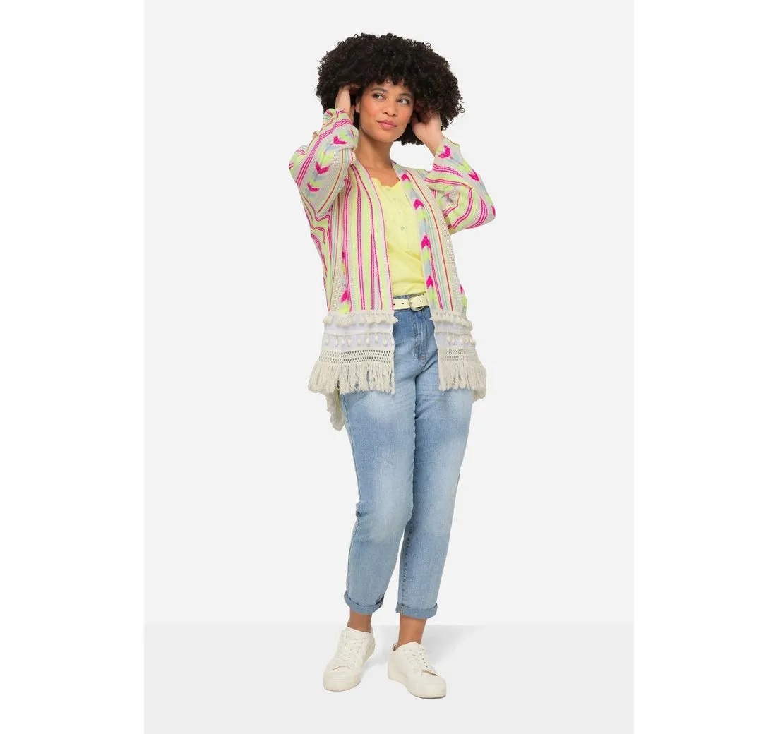 ANGEL OF STYLE Blusenblazer Jacke oversized Jacquard-Streifen offene Form