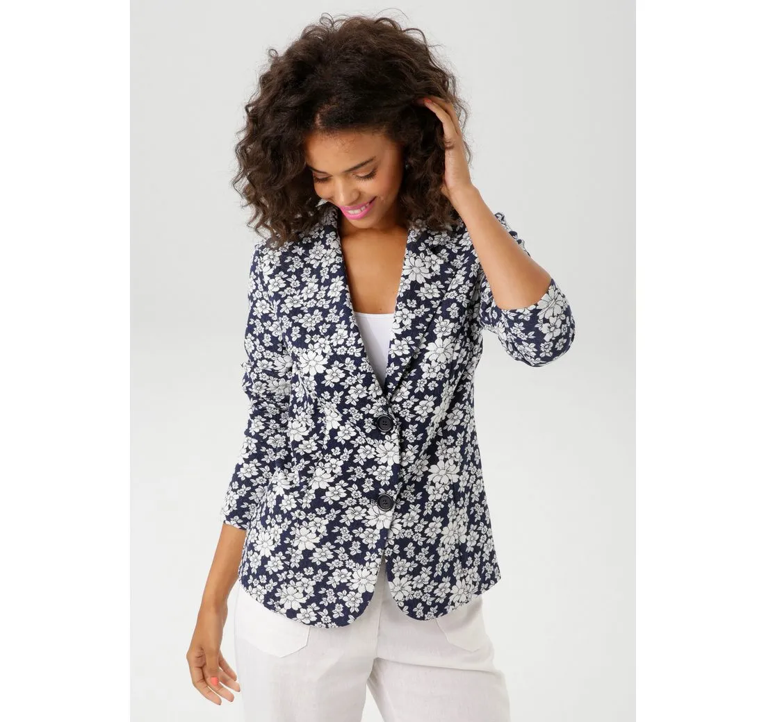 ANISTON CASUAL Sweatblazer mit ausdrucksvollem Blumenmuster