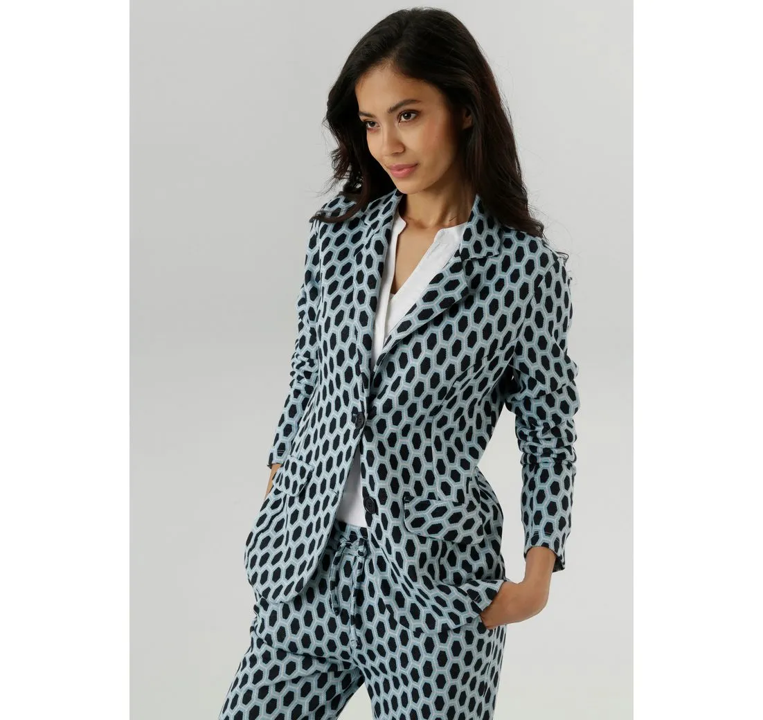 ANISTON SELECTED Jerseyblazer mit Allover-Muster in geometrischer Wabenoptik - NEUE KOLLEKTION