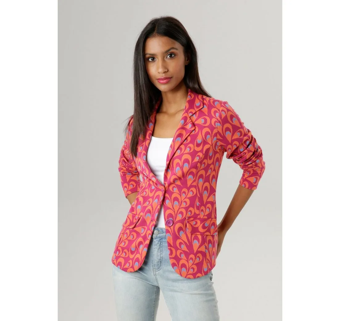ANISTON SELECTED Kurzblazer mit fantasievollem Jacquard-Muster