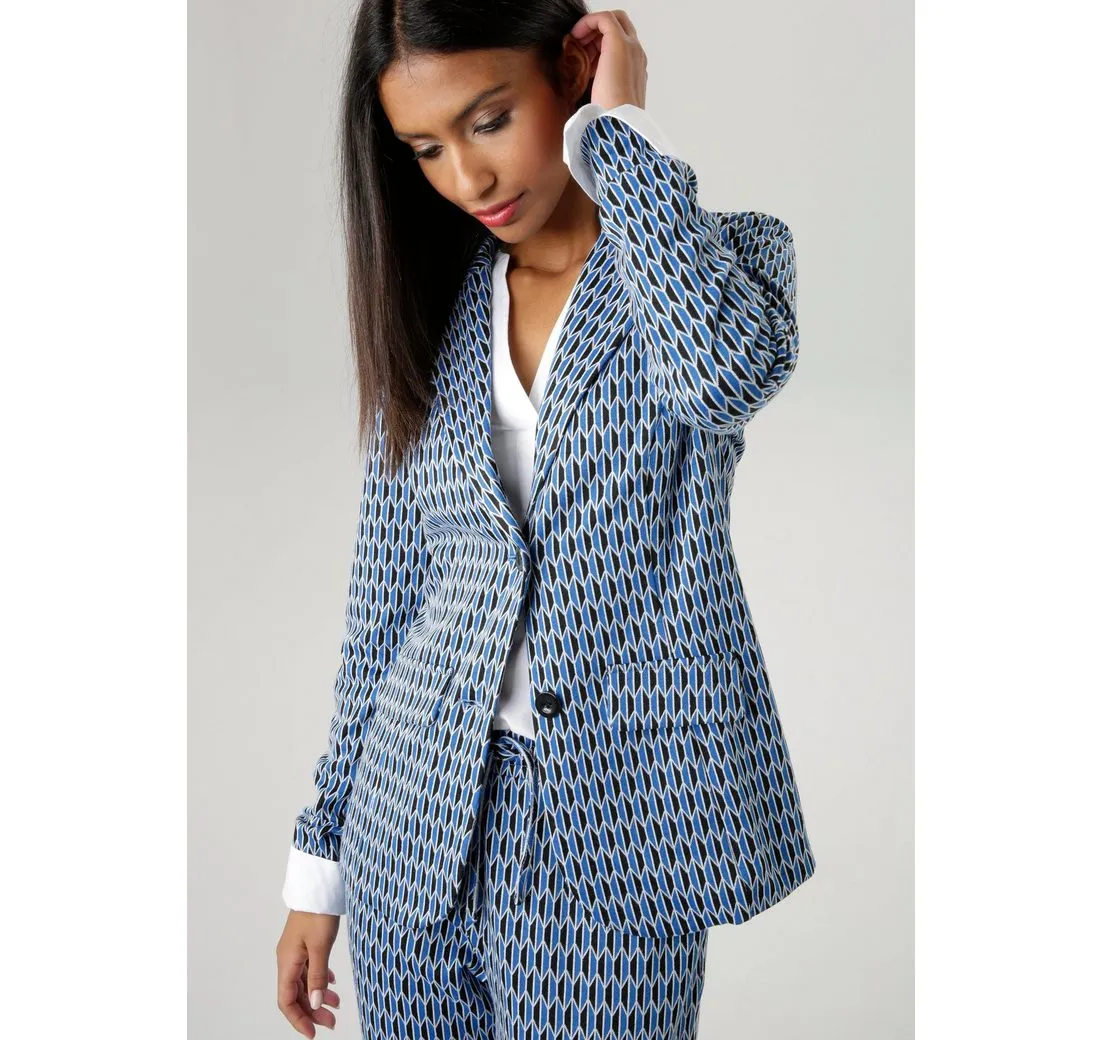 ANISTON SELECTED Kurzblazer mit grafischem Allover-Muster