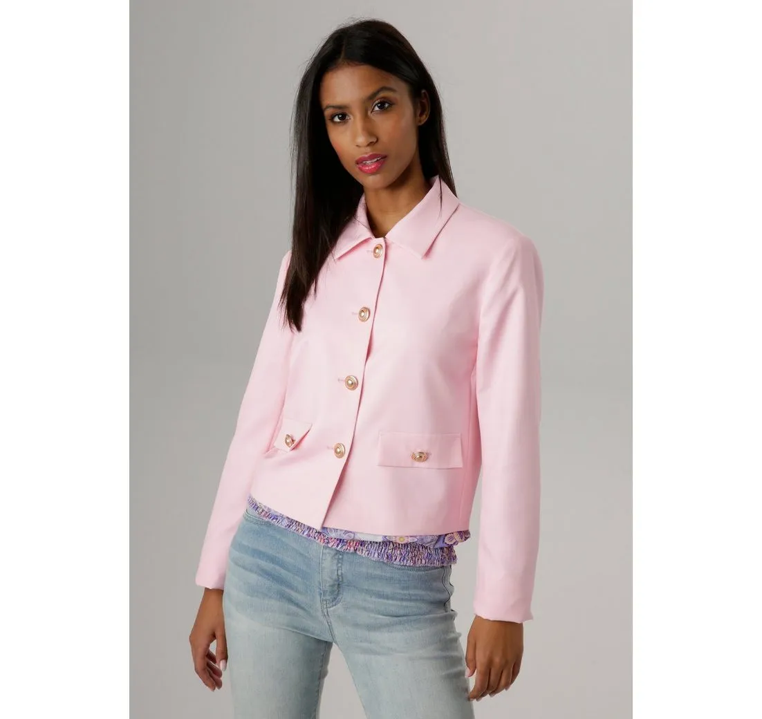 ANISTON SELECTED Kurzblazer mit rosegoldfarbenen Knöpfen