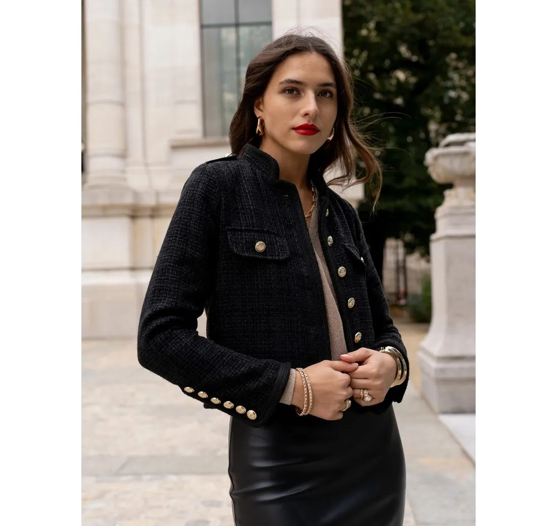 ANNIS FASHION & ACCESSOIRES Kurzblazer "RAFAELA" (1-tlg) eleganter Kurzblazer, goldene Knöpfe, NEU