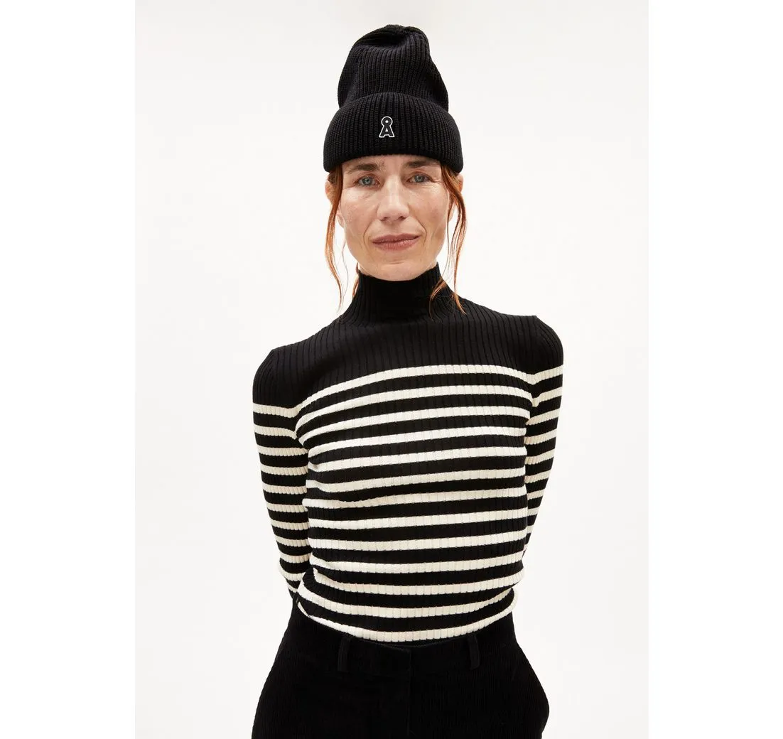 ARMEDANGELS Strickpullover ALAANIA PLACED STRIPES (Fitted) Mock-Ausschnitt