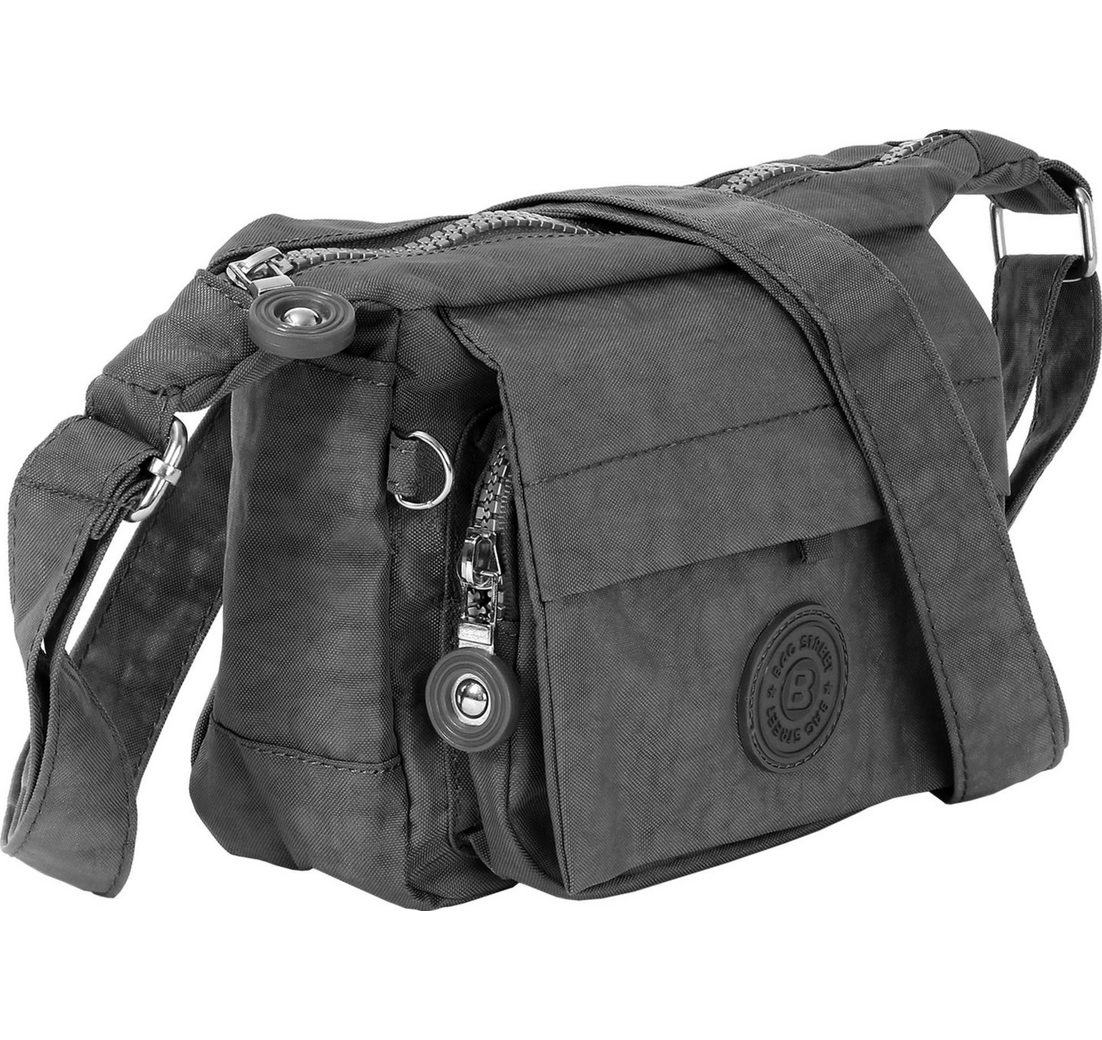 BAG STREET Handtasche Bag Street Damen Handtasche Abendtasche (Handtasche), Damen, Jugend Tasche aus Crinkle Nylon in grau, ca. 17cm Breite