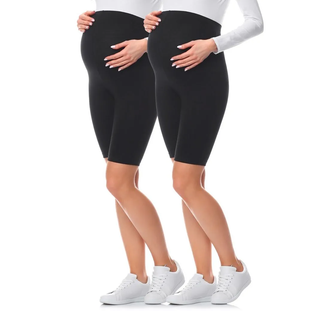 BE MAMMY Umstandsleggings 2Pack Kurze Umstandsleggings aus Baumwolle BE20-228 (2-tlg) elastischer Bund