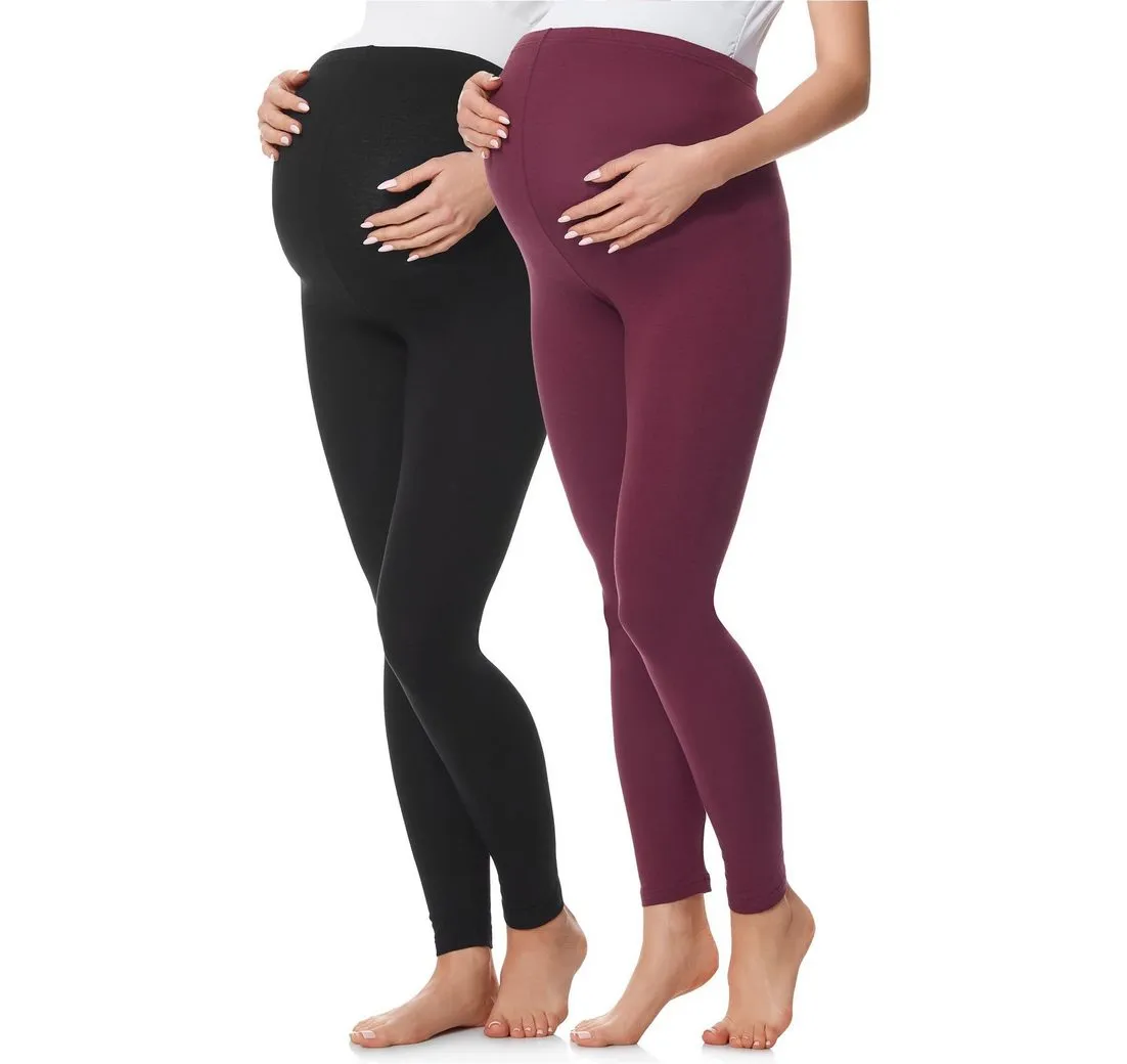 BE MAMMY Umstandsleggings Lang Damen Umstandshose BE20-230 (2-tlg) aus Baumwolle