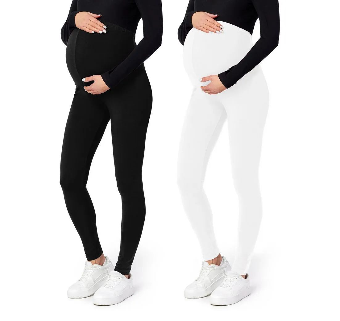 BE MAMMY Umstandsleggings Lange Umstandshose aus Viskose BE-02 2er Pack (2-tlg) elastischer Bund