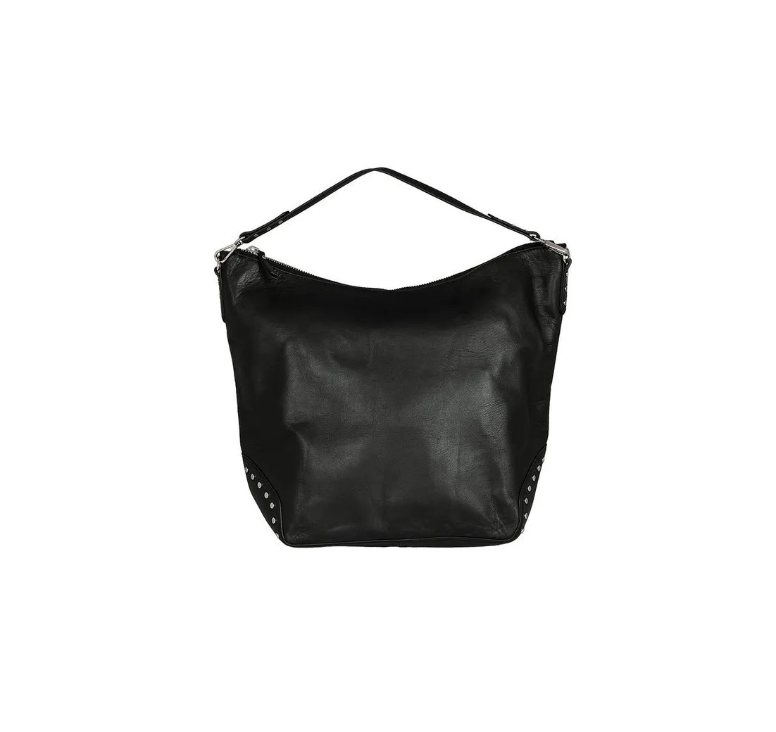 Becksöndergaard Handtasche Veg Studded Linea Tasche Damen in Schwarz - Schultertasche, aus Leder - 28x36x16 cm