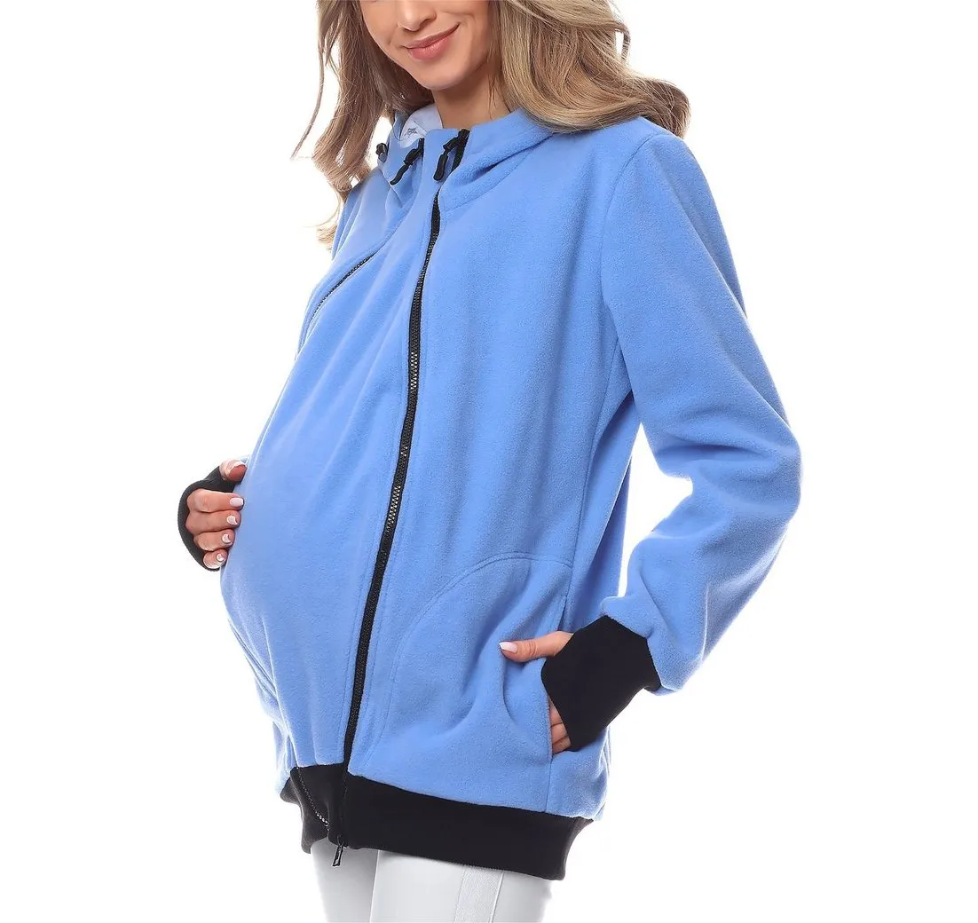 BELLIVALINI Umstandsjacke Damen Langarm Fleece Umstandsjacke mit Kapuze BLV50-117
