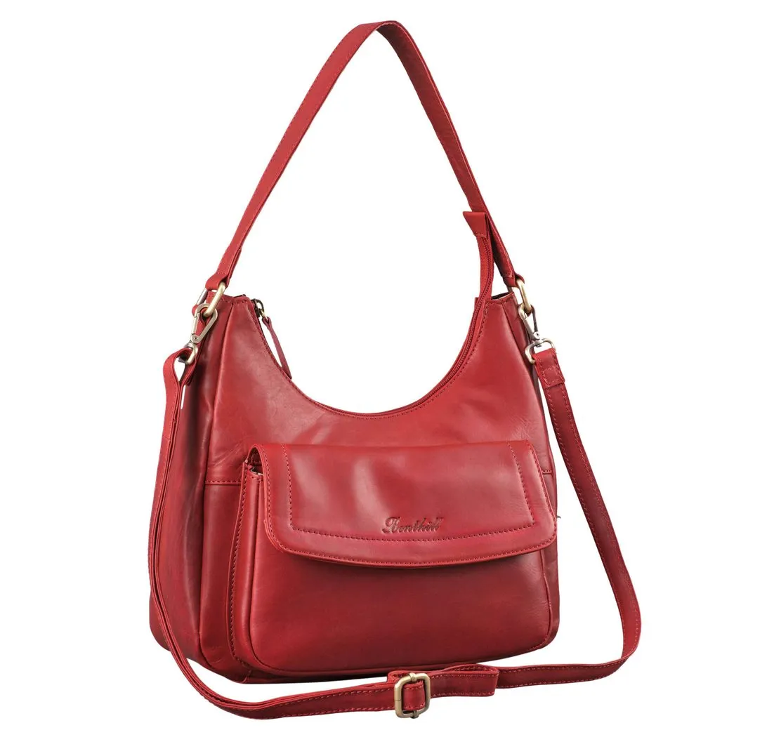 Benthill Handtasche Damen Echt Leder Schultertasche Umhängetasche Ledertasche Umhängegurt, Schultergurt / Umhängegurt Reißverschlussfach