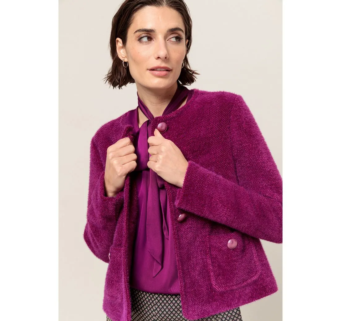 BIANCA Kurzblazer KATHI in samtig, weichem Strukturjersey in Trendfarbe