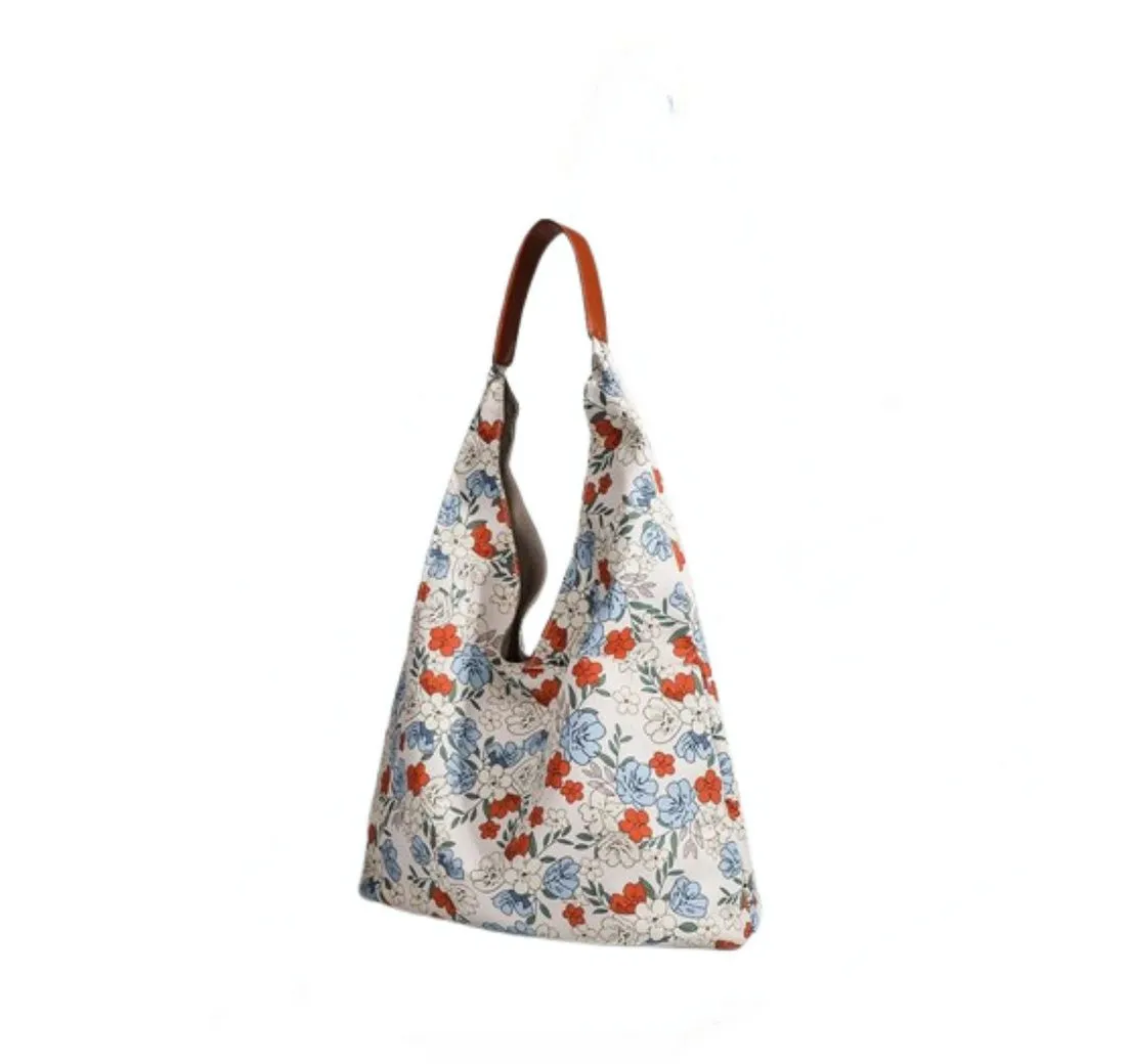 Blusmart Schultertasche Blumen-Canvas-Umhängetasche (Unterarmtasche/Große Tragetasche, Für verschiedene Anlässe geeignet), Das perfekte Geschenk für Frauen