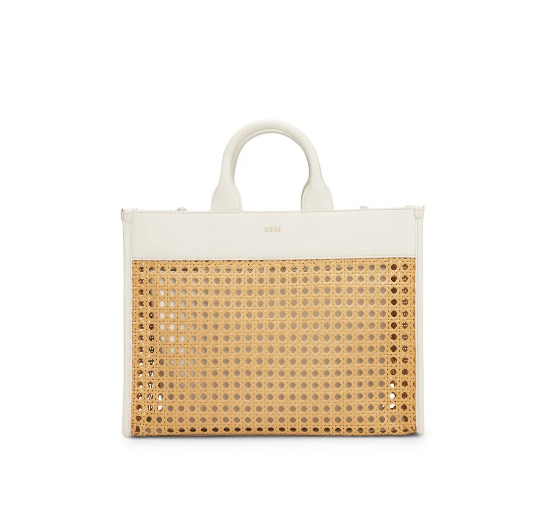 BOSS Henkeltasche Sandy Tote SPU (Set, 2-tlg), Damen Umhängetasche, Schultertasche in Flechtoptik