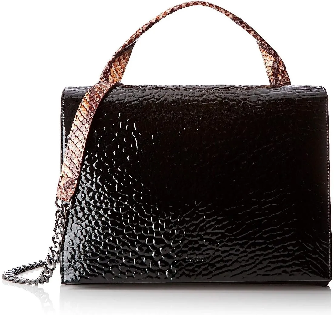 BREE Schultertasche Issia 2, Black, Shoulder Bag W18 Schwarz, echt Leder