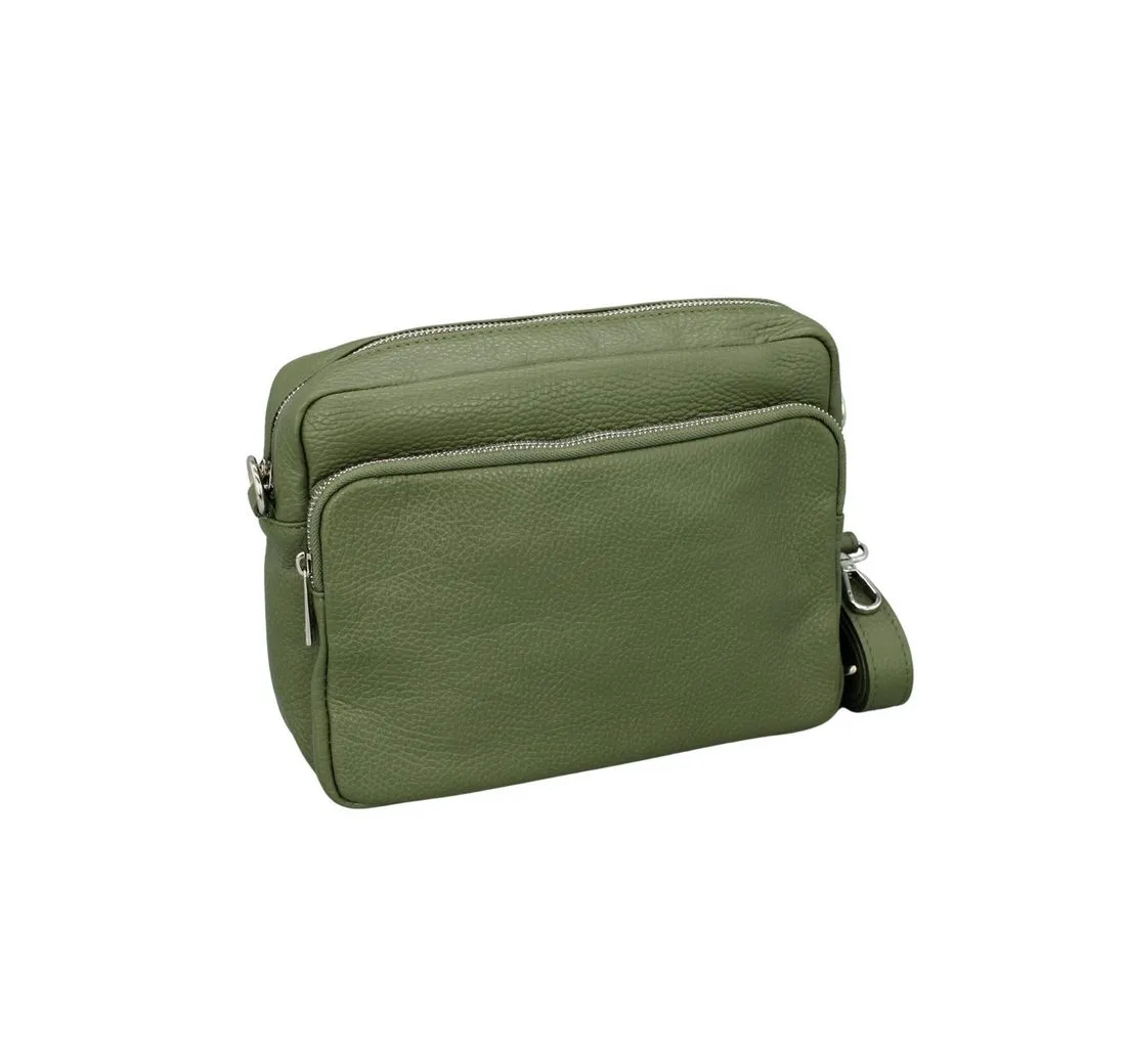 BRISE TASCHE Schultertasche Bella Damen Umhängetasche aus echtem Leder, mit Reißverschlussfach