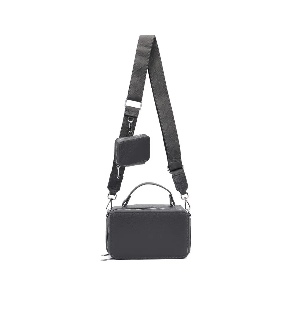 BRISE TASCHE Schultertasche Elegante Damen Umhängetasche mit Mehreren Fächern und Breitem Gurt (Taschen-Set, 1 Tasche + 1 Mini-Tasche am Schulterriemen), Zwei Hauptfächer,Mini-Tasche am Gurt,Breiter Schultergurt