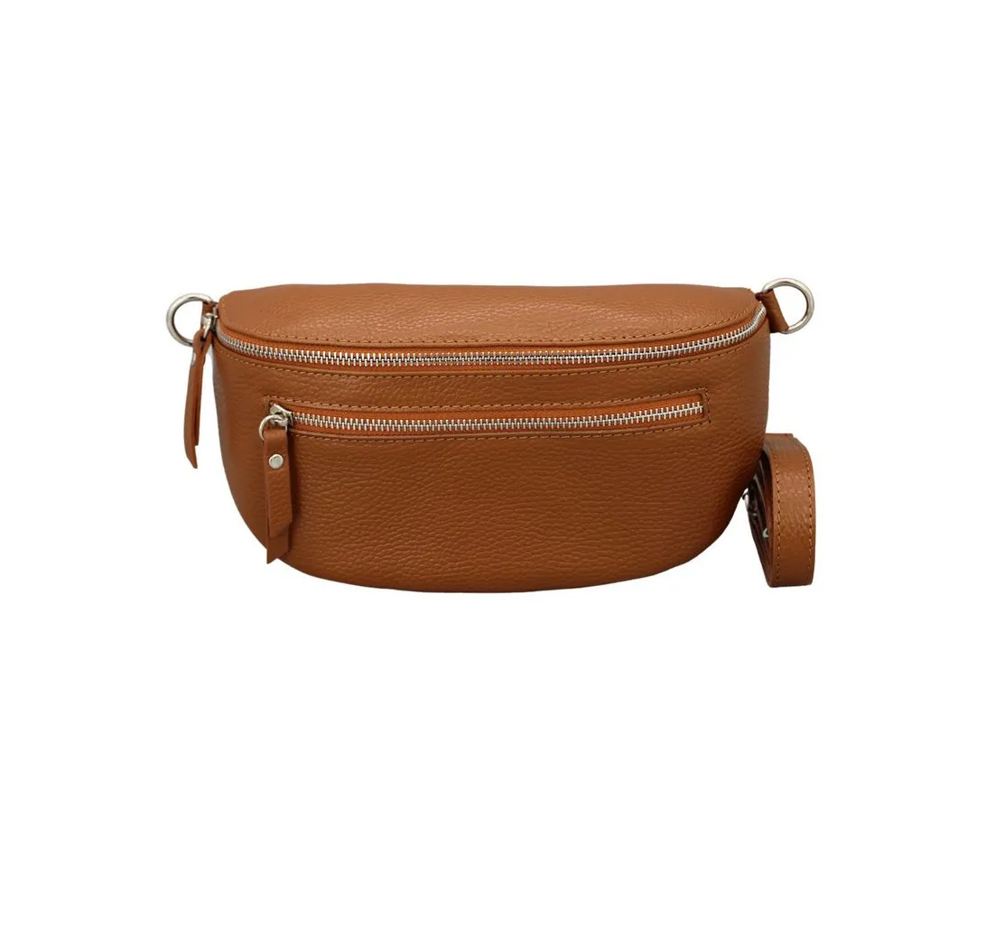 BRISE TASCHE Schultertasche Lucia Damen Leder-Bauchtasche – Echtleder, Made in Italy (Einzelartikel, Gurt separat erhältlich), Reißverschlussfächer, Kompakte Größe, Handgefertigt in Italien