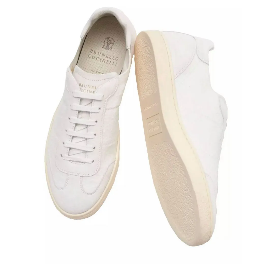BRUNELLO CUCINELLI Retro Frottee Terry Knit Offwhite Schuhe Sneaker handwerkliche Meisterkunst aus dem italienischen Solomeo