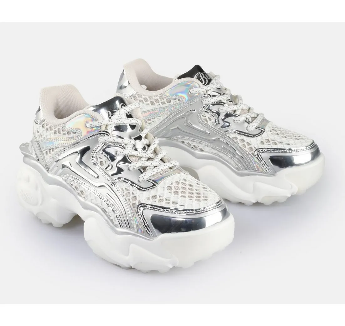 BUFFALO SCORE TEC Plateausneaker, Ugly Sneaker, Schnürschuh, Freizeitsneaker in cooler Metallic-Optik