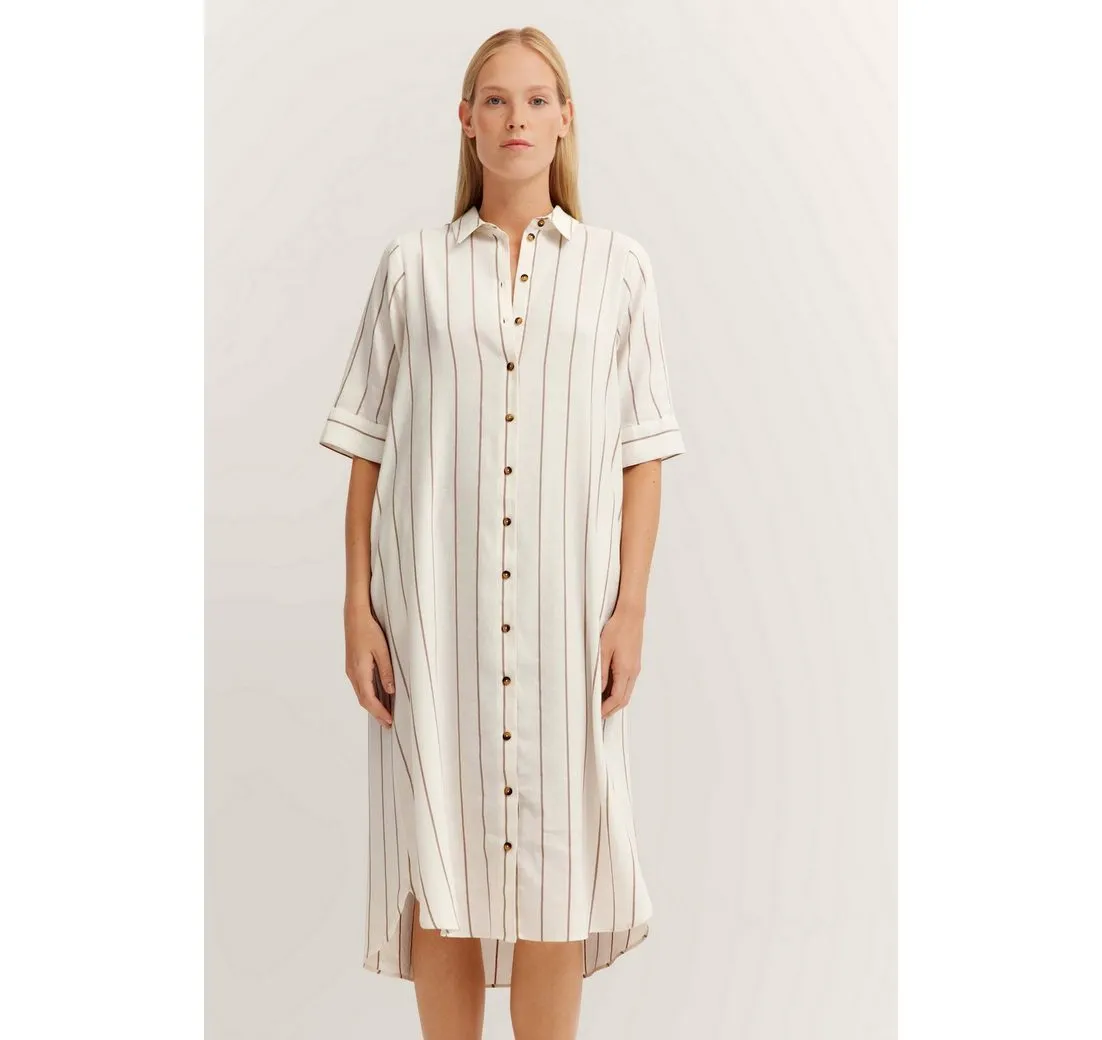 BUGATTI Hemdblusenkleid aus Leinen-Mix