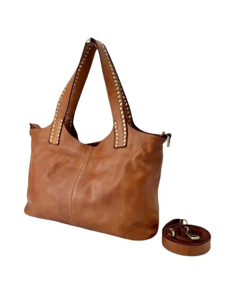 BZNA Handtasche Madrid Italy Designer Schultertasche Shopper, mit Nieten