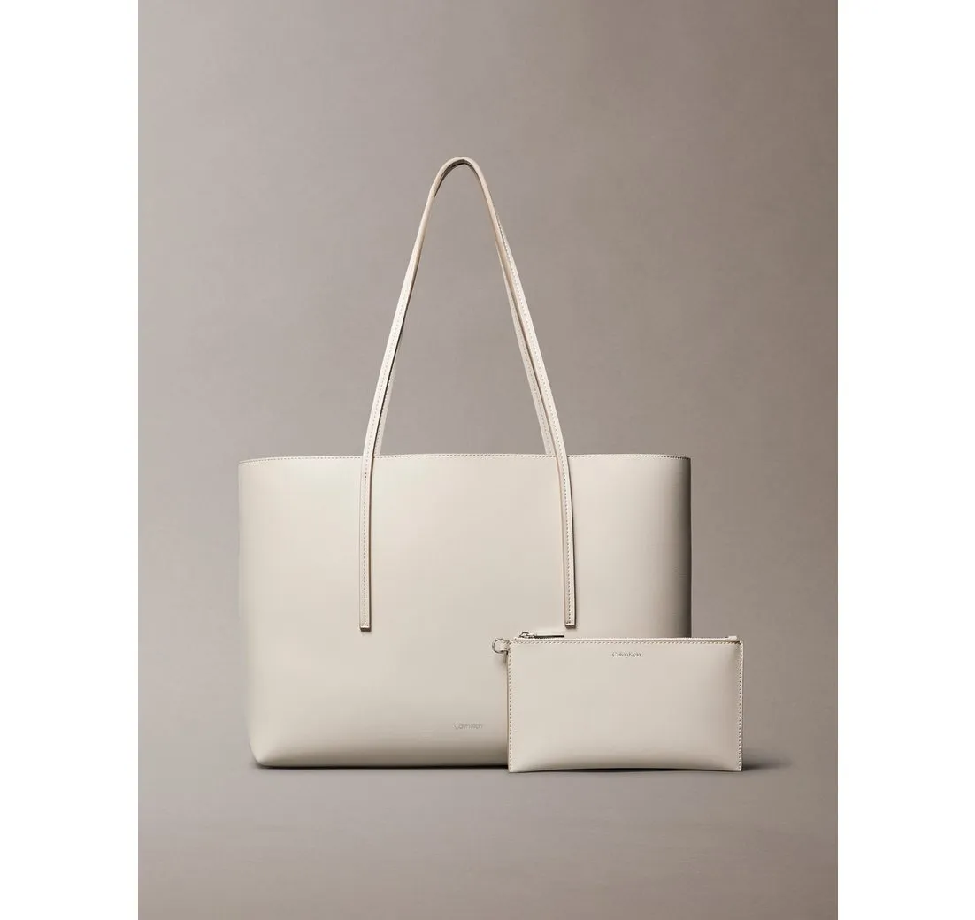 Calvin Klein Henkeltasche FOIL LOGO TOTE W/POUCH (2-tlg), Damen-Schultertasche mit Reißverschluss-Tasche