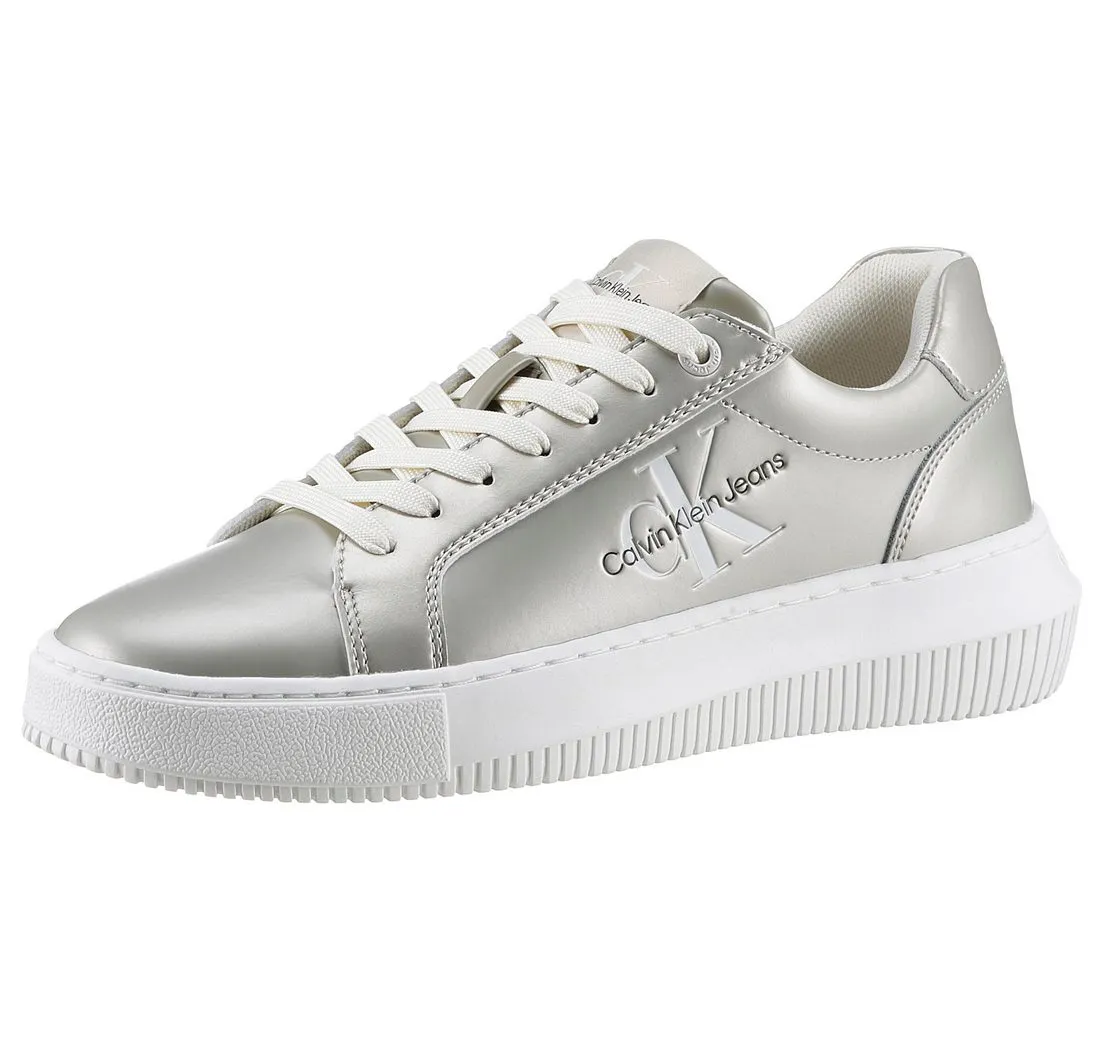 CALVIN KLEIN JEANS CHUNKY CUPSOLE LACEUP LTH ML MTL Plateausneaker, Freizeitschuh, Halbschuh, Schnürschuh in Metallic-Optik