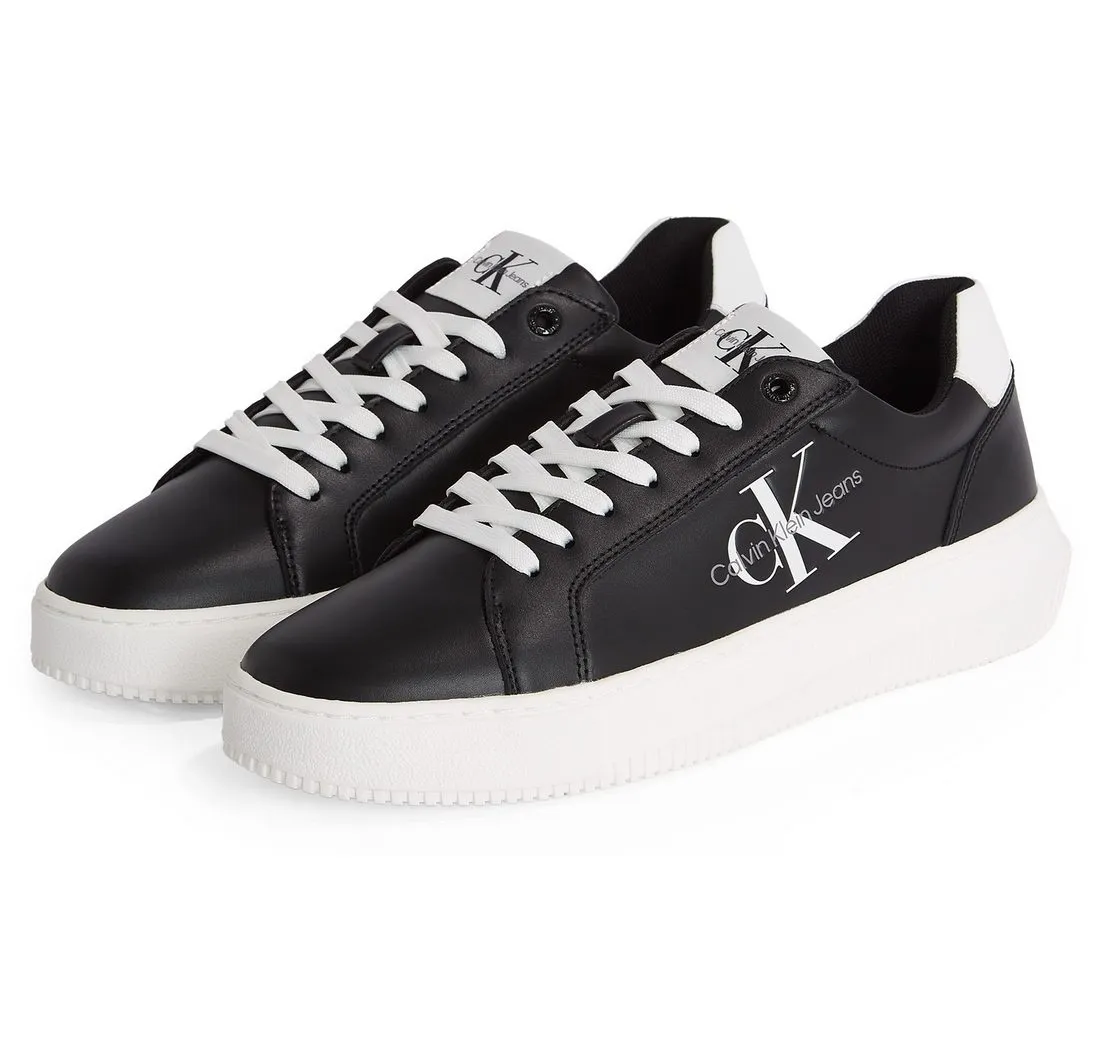 CALVIN KLEIN JEANS CHUNKY CUPSOLE MONO LTH WN Plateausneaker, Freizeitschuh, Halbschuh, Schnürschuh mit CK-Schriftzug an der Seite