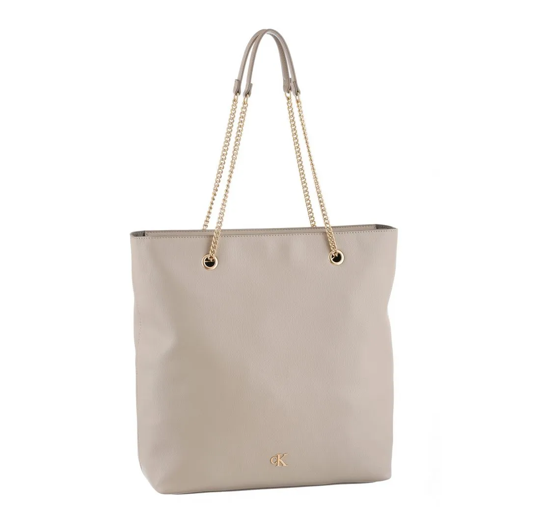 Calvin Klein Jeans Henkeltasche MINIMAL MONOGRAM CHAIN TOTE, Shopper, große Umhängetasche, Damen Schultertasche mit CK-Logo