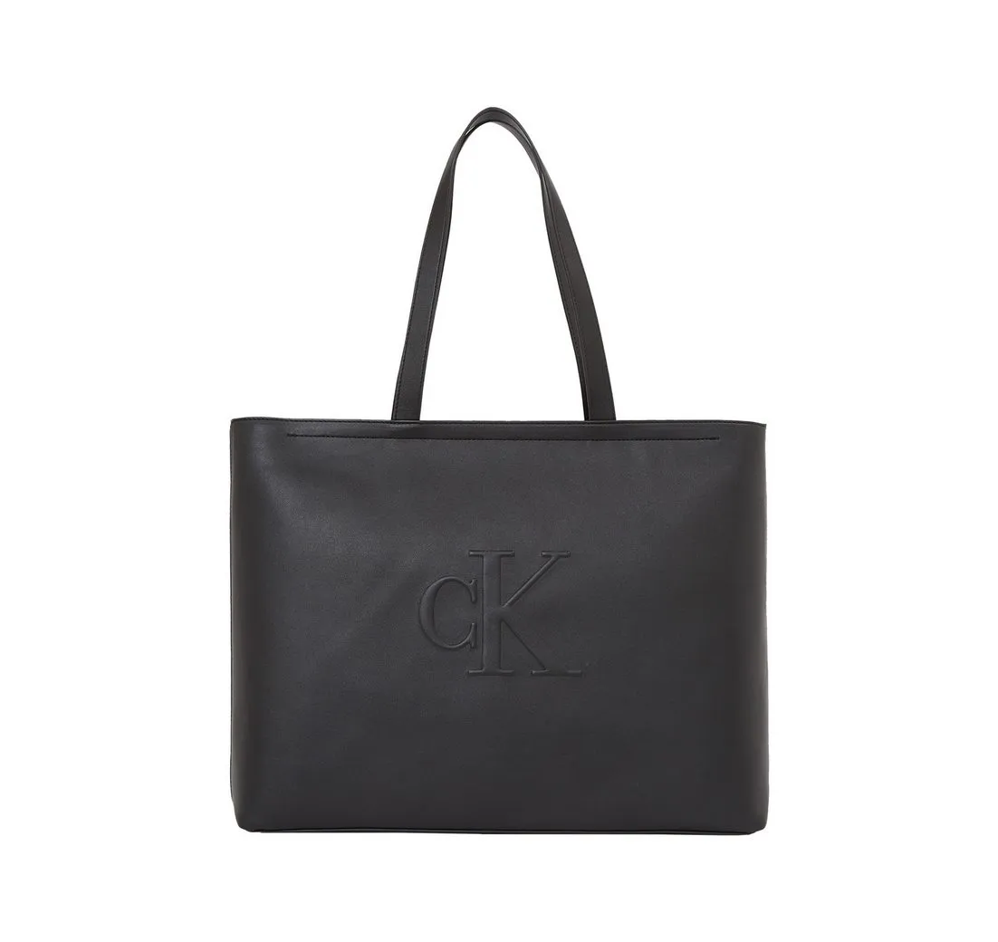 Calvin Klein Jeans Henkeltasche SCULPTED SLIM TOTE34, Shopper, Umhängetasche, Damen Schultertasche groß mit CK Prägung