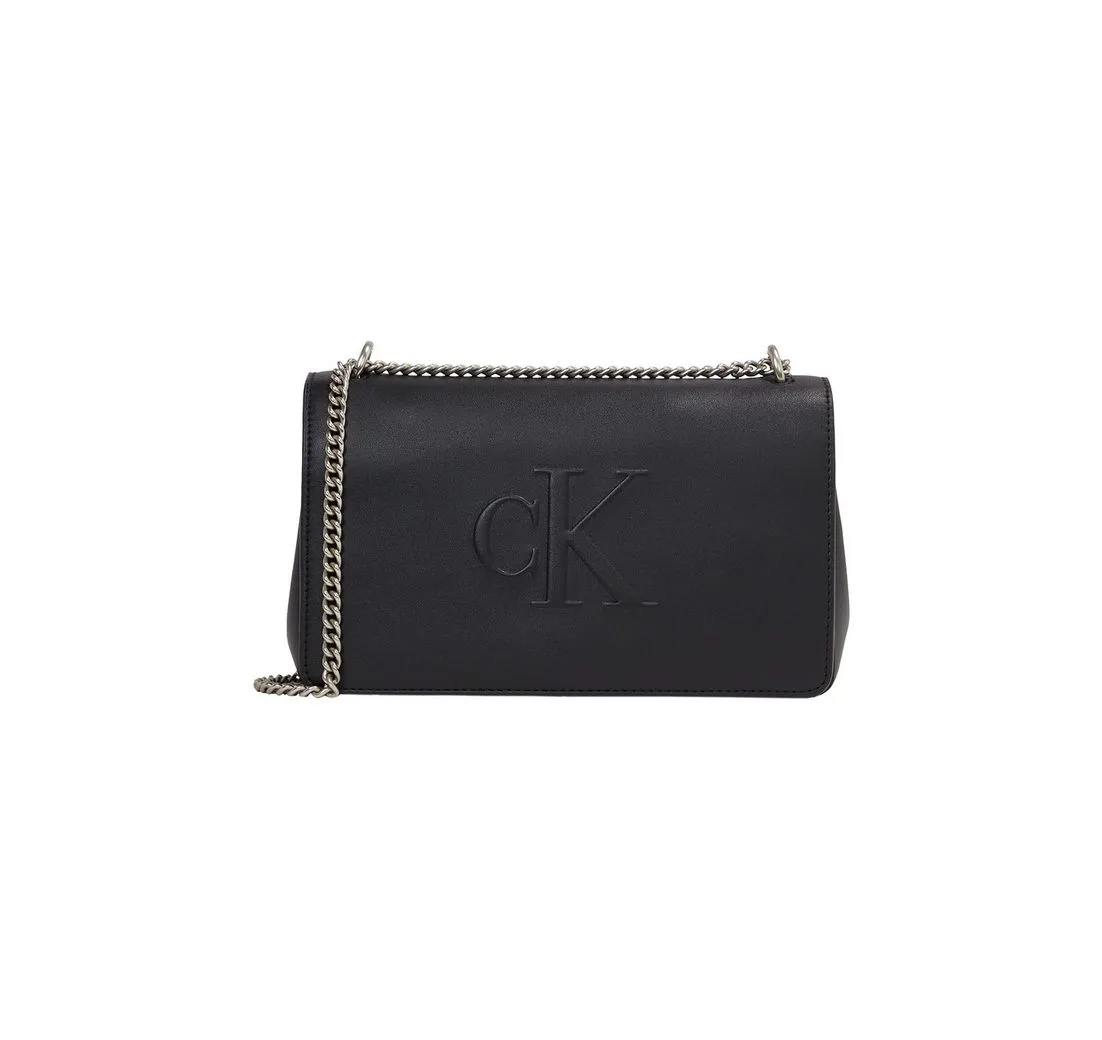 Calvin Klein Jeans Schultertasche SCULPTED EW FLAP25 SHOULDER BAG, Abendtasche, Damen Handtasche mit Zierkette als Trageriemen