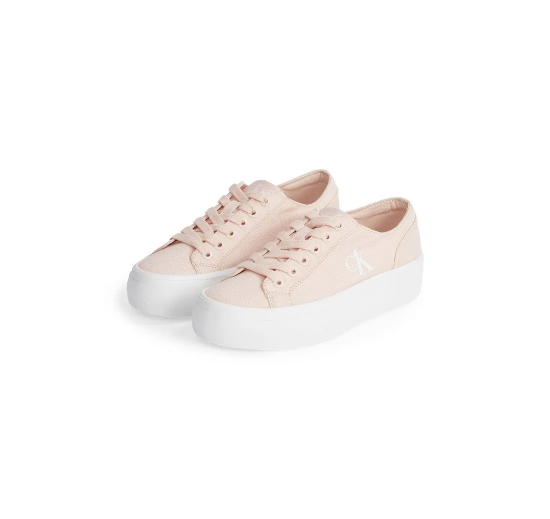 CALVIN KLEIN JEANS VULC FLATFORM LOW CV MG Plateausneaker, Schnürschuh, Freizeitschuh, Halbschuh mit seitlichem Logo