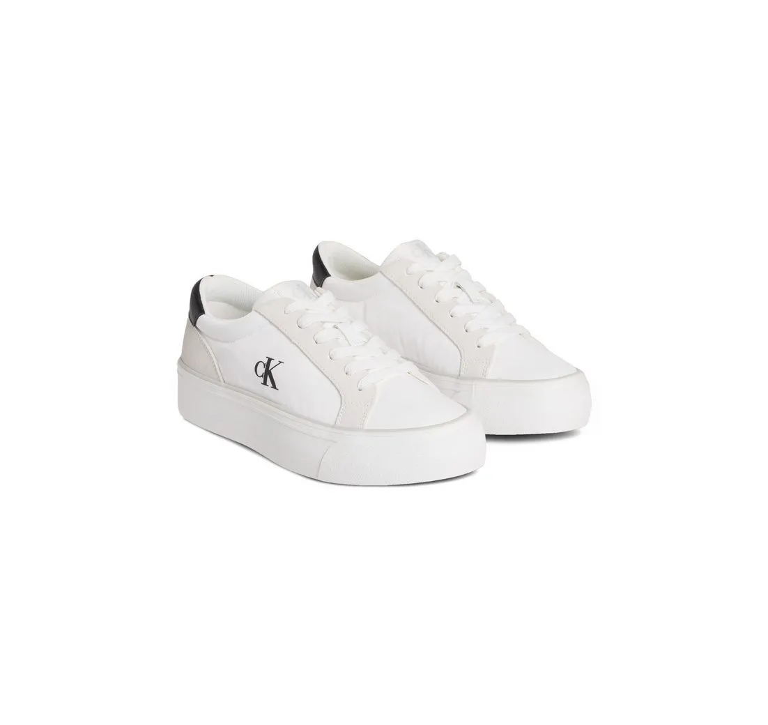 CALVIN KLEIN JEANS VULC FLATFORM MG NYLON MIX Plateausneaker Schnürschuh, Halbschuh, Freizeitsneaker mit softem Schaftrand