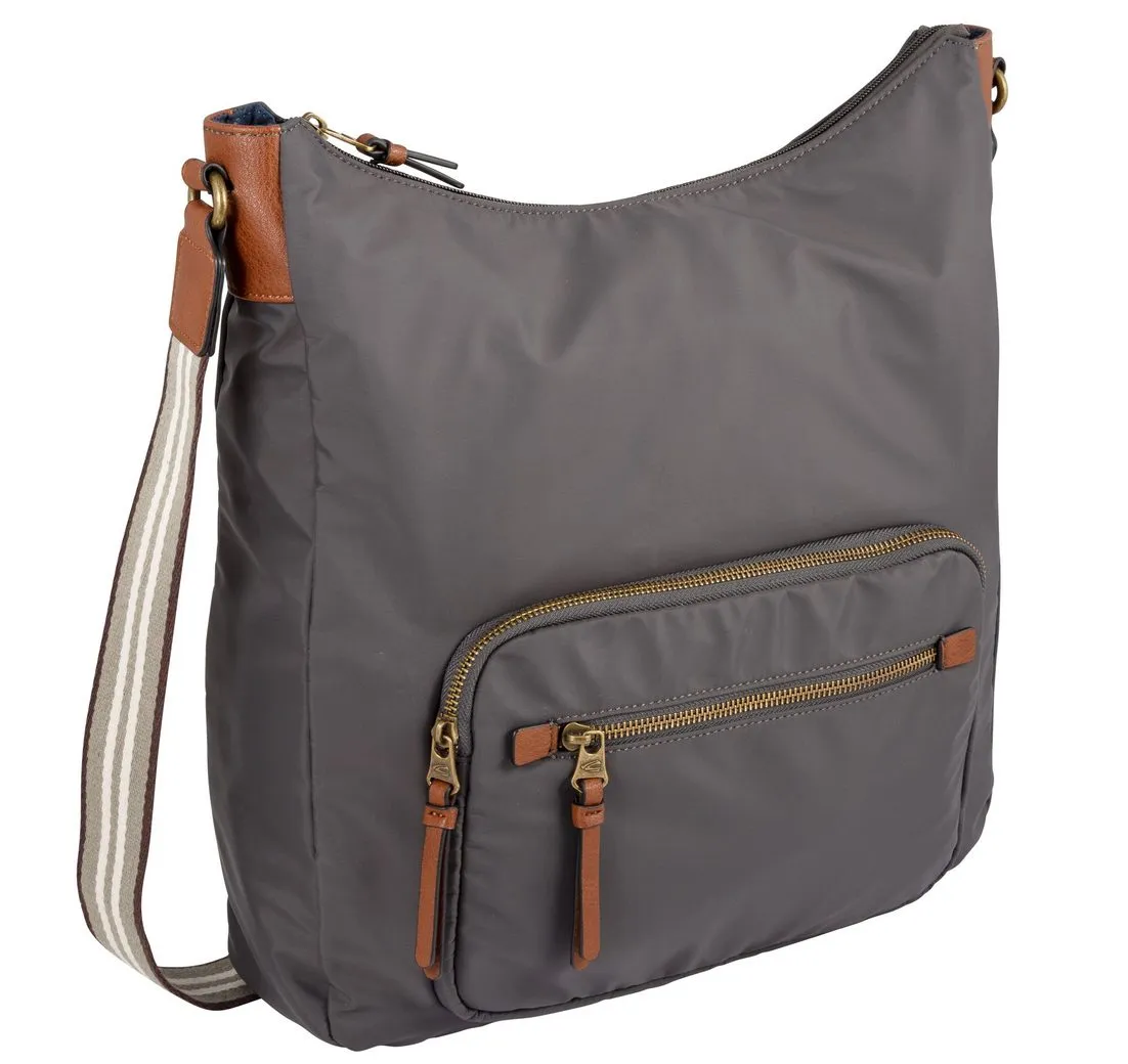 camel active Hobo Bari, aus hochwertigem matten Nylon mit gestreiftem Gewebeband