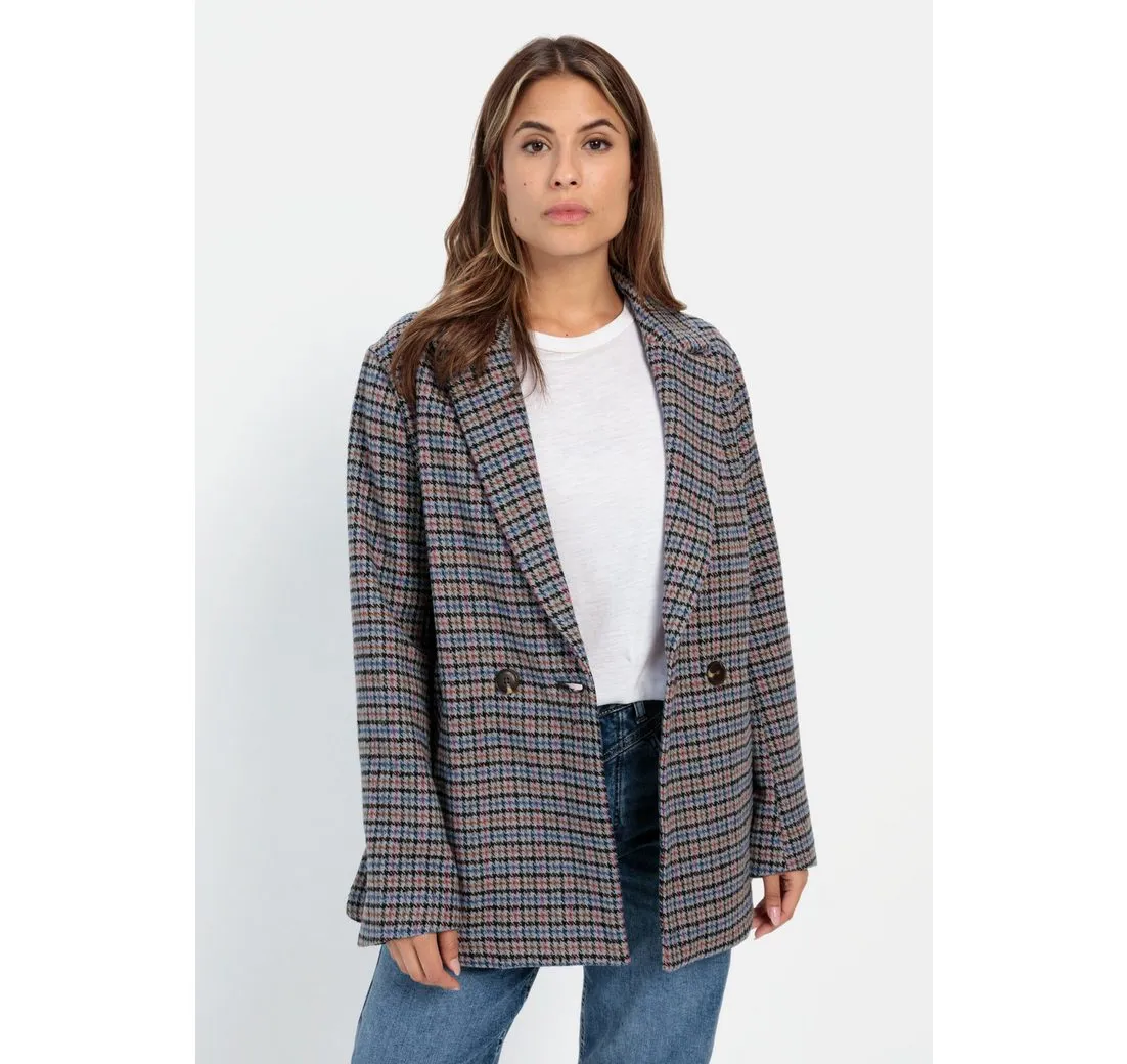 CAMEL ACTIVE Longblazer mit kariertem Muster mit Reverskragen